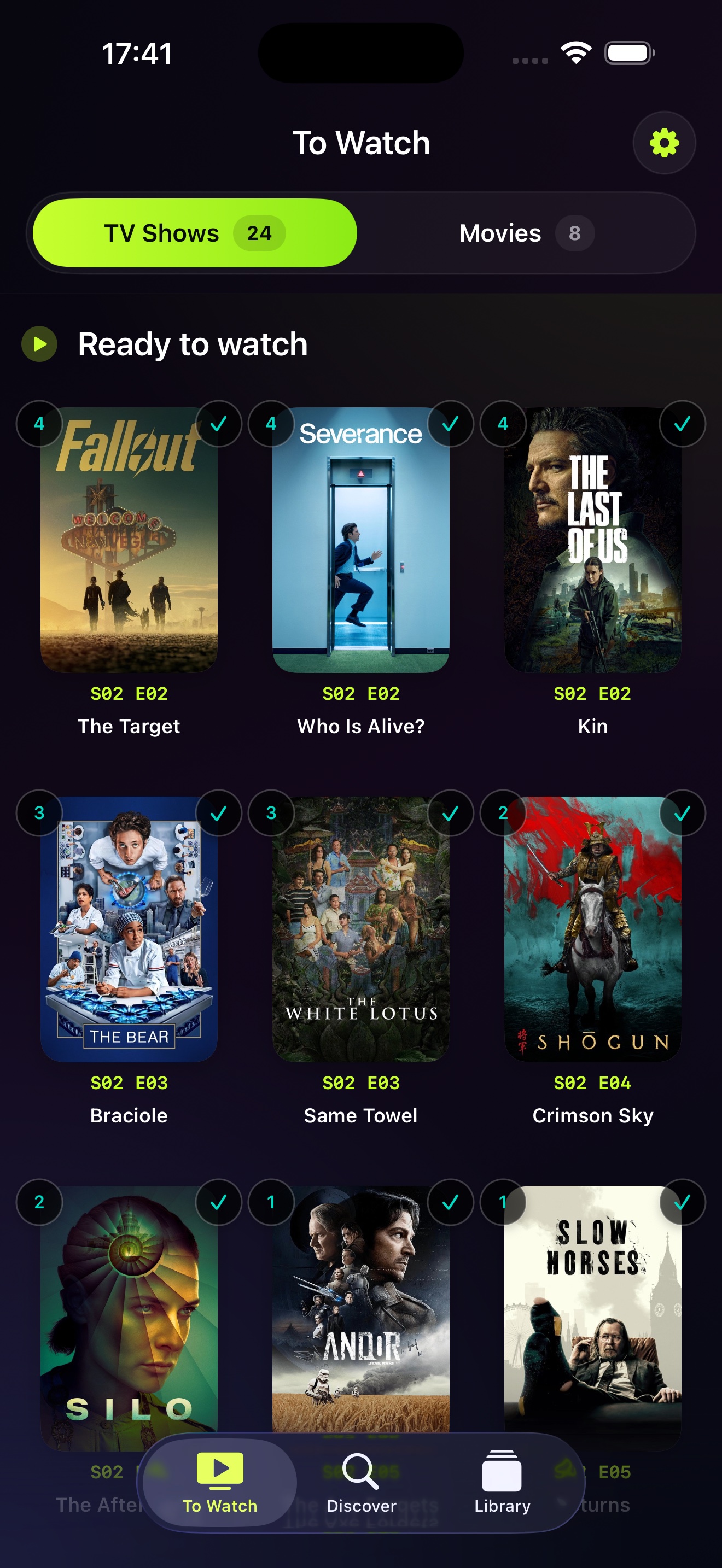 Spool showing a poster grid of television shows ready to watch